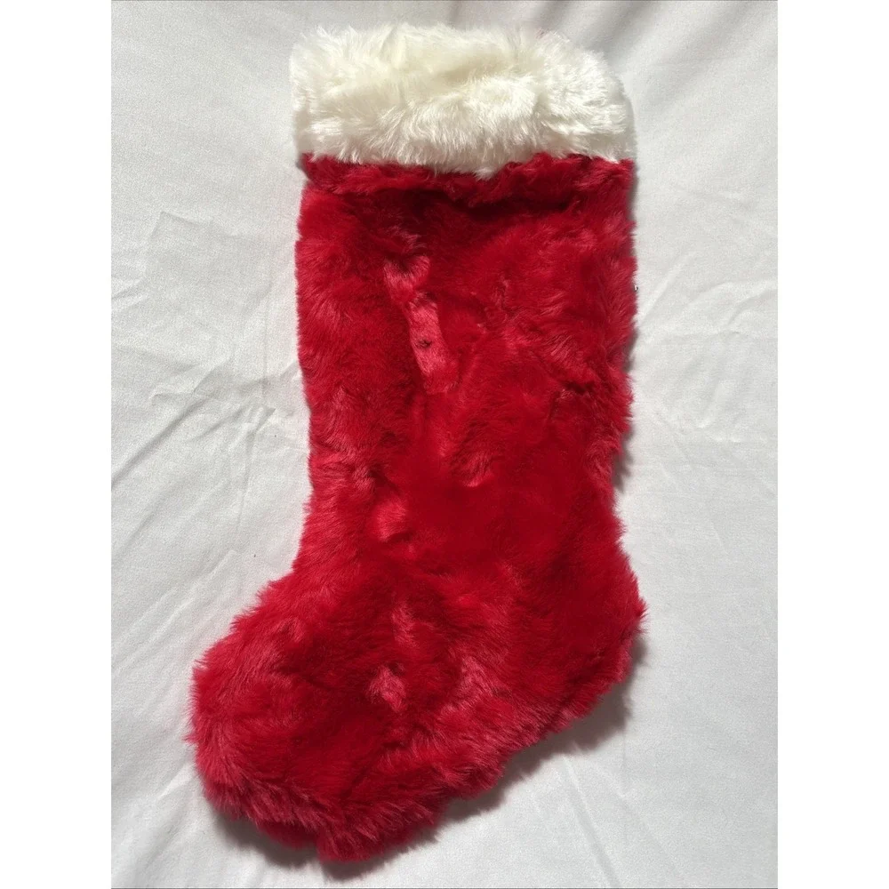 NEW RED CHRISTMAS STOCKING‎ WHITE FAUX FUR CUFF TARGET 17